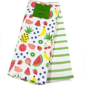NEW Kate Spade FRUIT/STRIPES THEMED  Kitchen Towels Set/2